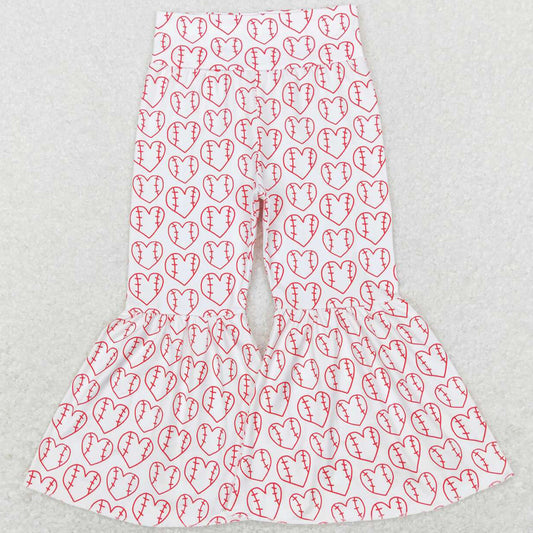 Baby Girls Pants Baseball White Red Bell Flare Pants P0404