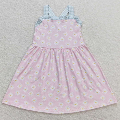 Baby Girls Dress Pink Daisy Ruffle Knee Legnth Dresses GSD0910