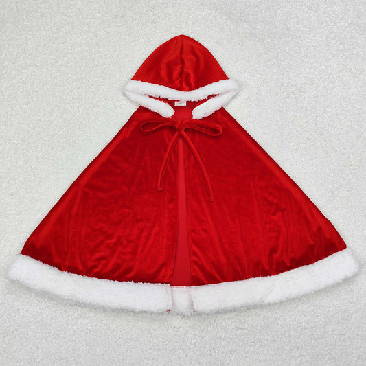 Baby Girls Cloak Christmas Red Velvet Hooded Tops Cloak GLD0726