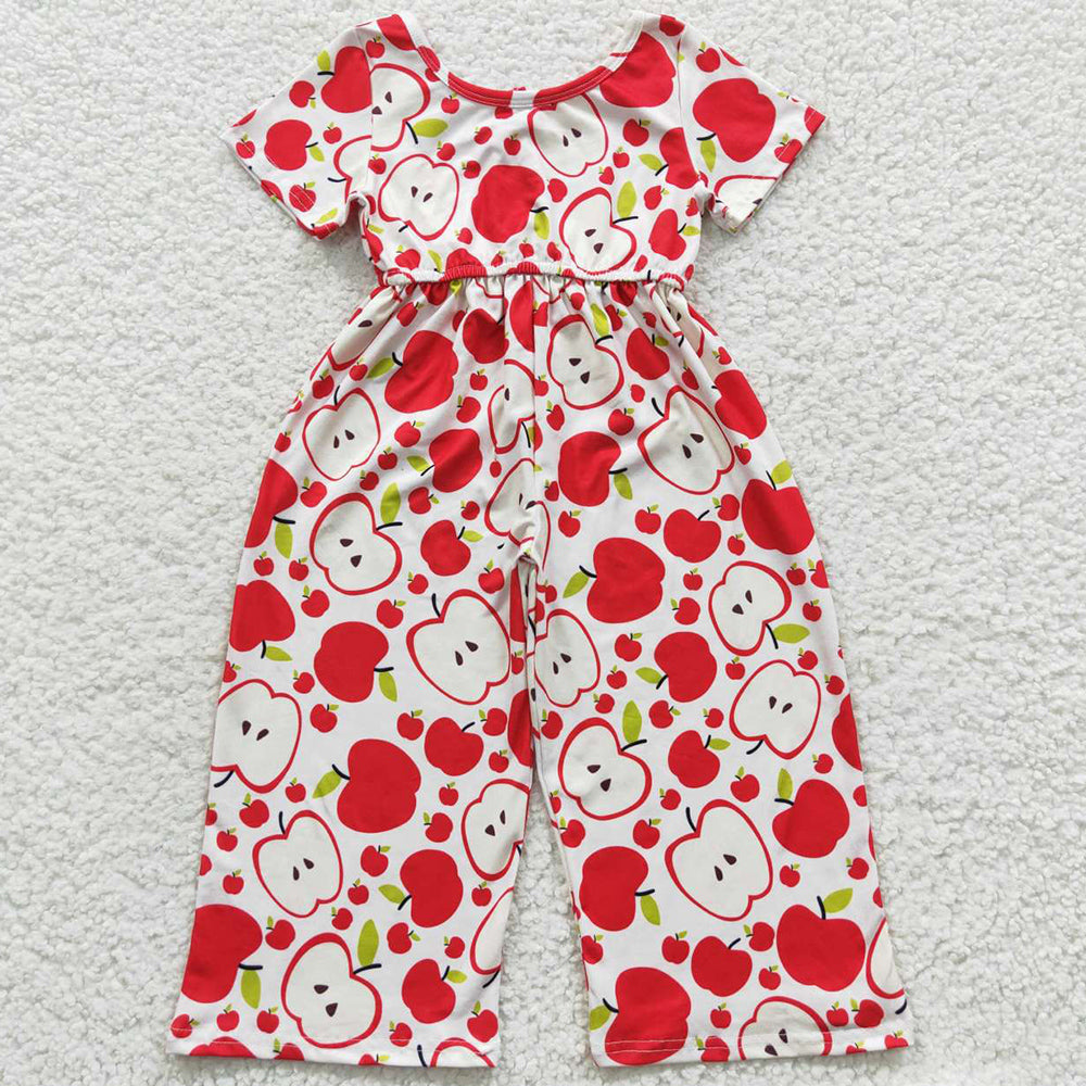 Back To School Girls Jumpsuits Apple Print Boutique Clothing SR0393