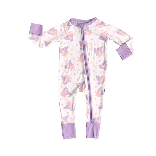 Preorder (moq 5)Baby Girls Long Sleeves Lavender Magic Hats Stars Zipper Pant Rompers 5.30