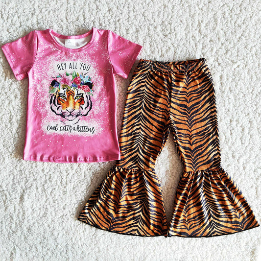 RTS Baby Girls Clothing Bell Bottom Outfits Tiger Cute Toddler Girls Clothing B11-14