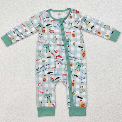 Baby Rompers Christmas Checkered Bamboo Zip Rompers LR1641
