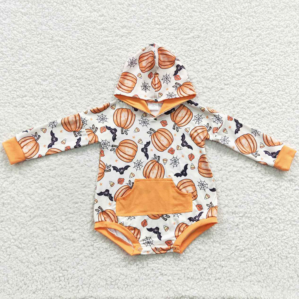 Baby Kids Romper Orange Pumpkin Hooded Rompers LR0273