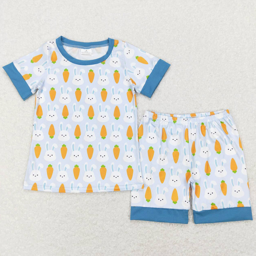 Baby Boys Pajamas Easter Carrot Rabbits Shirt Top Shorts Pajamas Sets BSSO0357