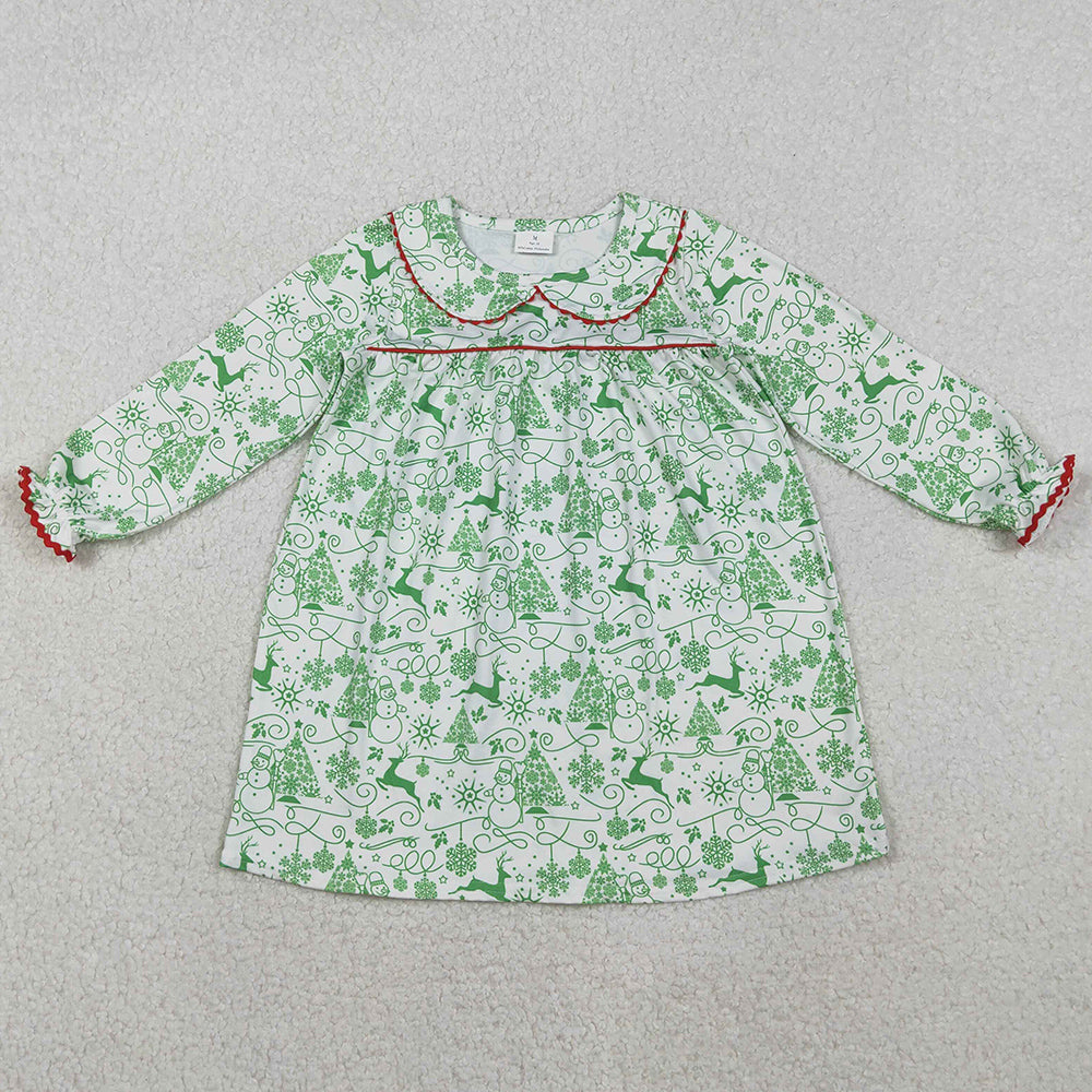 Baby Girls Dress Green Deer Snowmen Christmas Knee Length Dresses GLD1345 11.7