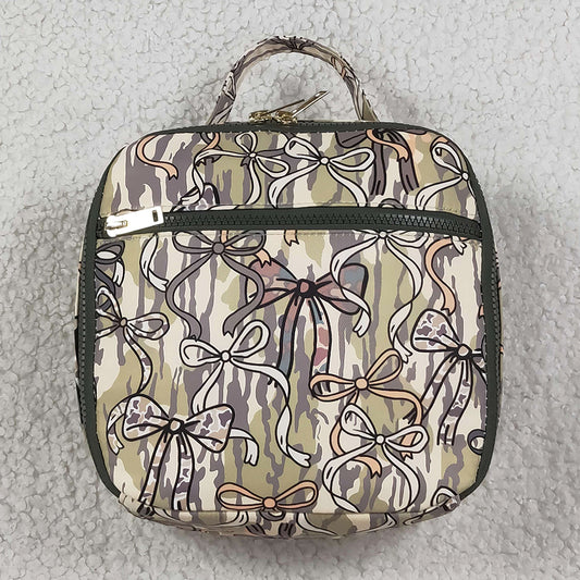 Baby Kids Bags Southern Olive Camo Bows Lunch Boxes Bags BA0393