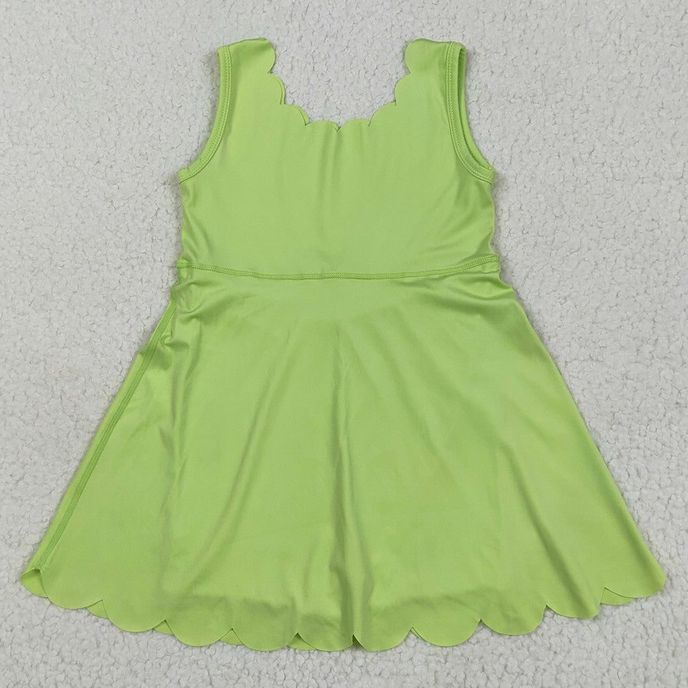 Baby Girls Dress Lime Green Sleeveless Yoga Knee Length Dresses GSD2374 6.5