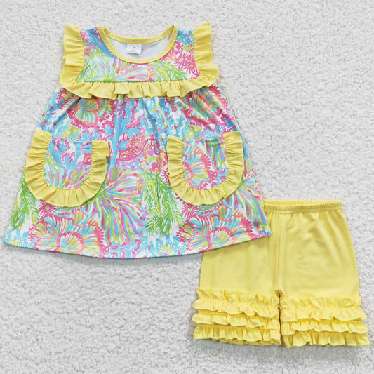 Baby Girls Clothes Colorful Floral Summer Shorts Sets GSSO0337