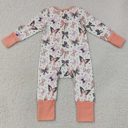 Baby Girls Rompers Ghost Bows Spiders Halloween Two Way Ruffle Zip Convertible Romper LR3078