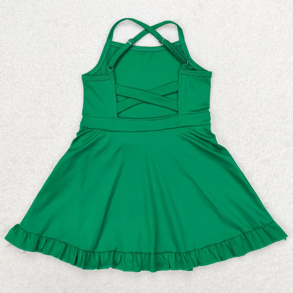 Baby Girls Swimsuits Green Knee Length Active Wear Dresses S0444