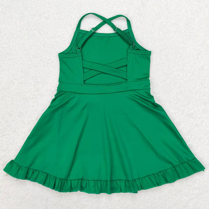 Baby Girls Swimsuits Green Knee Length Active Wear Dresses S0444