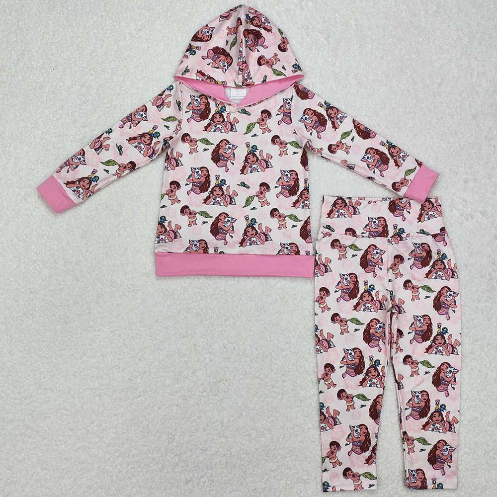 Baby Girls Clothes Pink Hood Top Pants Clothes Sets GLP2233