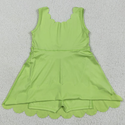 Baby Girls Dress Lime Green Sleeveless Yoga Knee Length Dresses GSD2374 6.5