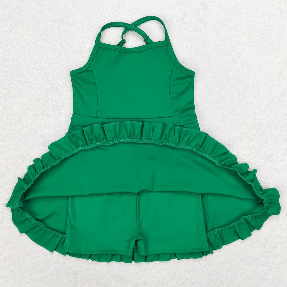 Baby Girls Swimsuits Green Knee Length Active Wear Dresses S0444