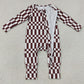 Baby Boys Rompers Warped Checkerboard Print Fall Zip Convertible Rompers LR3114
