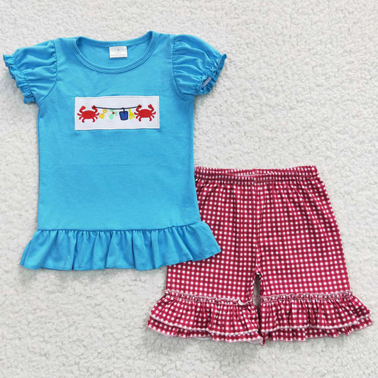 Summer Girls Clothing Short Sleeve Shorts Sets BSSO0247 GSSO0274