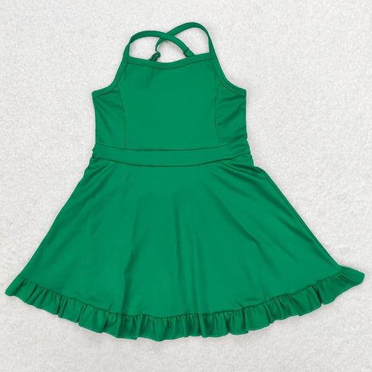 Baby Girls Swimsuits Green Knee Length Active Wear Dresses S0444