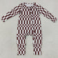 Baby Boys Rompers Warped Checkerboard Print Fall Zip Convertible Rompers LR3114