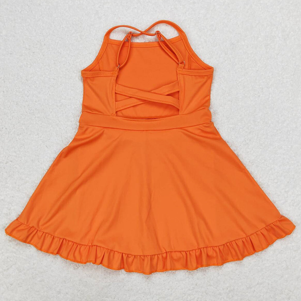 Baby Girls Swimsuits Orange Knit Knee Length Active Wear Dresses S0442