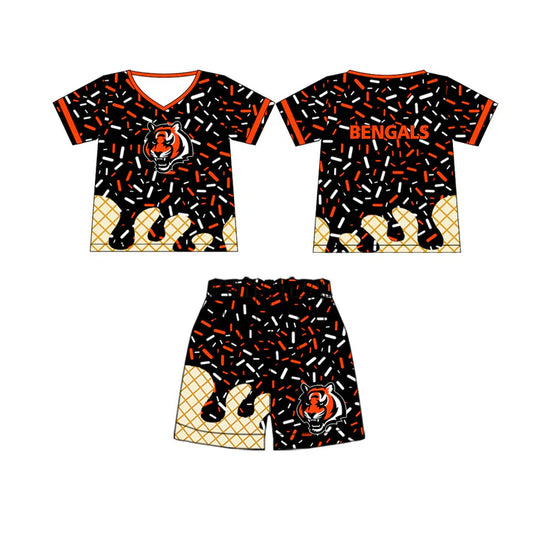 preorder(moq 5) Baby Boys Bengals Team Short Sleeve Tee Shirt Shorts Clothes Sets 5.29