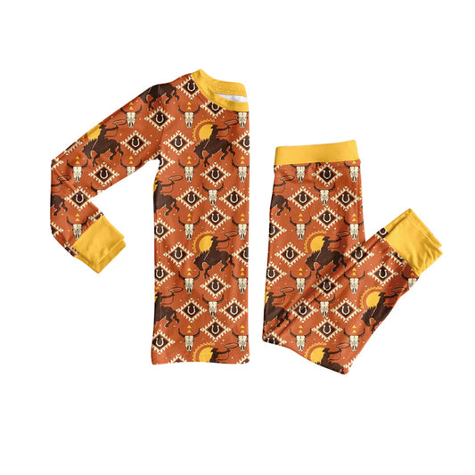 Preorder(moq 5) Baby Boys Western Rodeo Cowboys Top Pants Lounge Wear Pajamas Sets 8.8