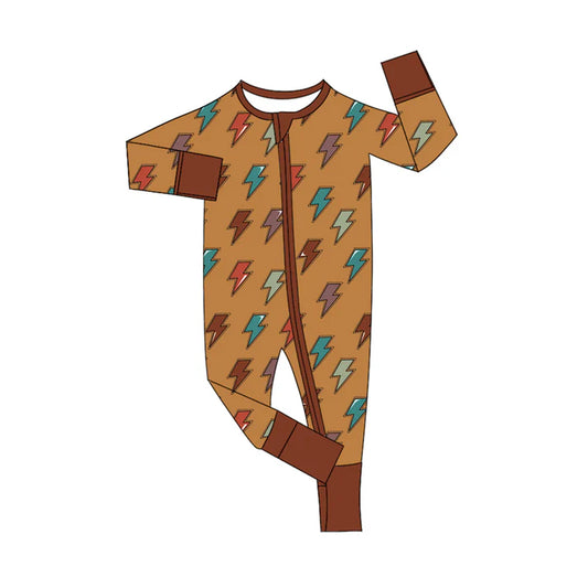 Preorder(moq 5)Baby Infant Boys Long Sleeves Colorful Lights Plaid Zipper Rompers 7.30