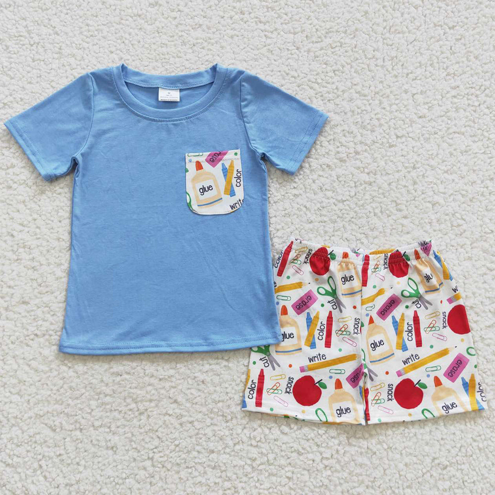 Kids Boys Clothes Back To School Shorts Sets BSSO0278