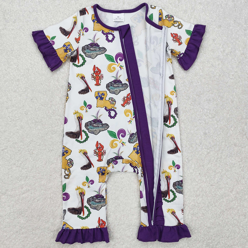 Baby Infant Boys Rompers Mardi Gras Bird Zip Rompers SR2394