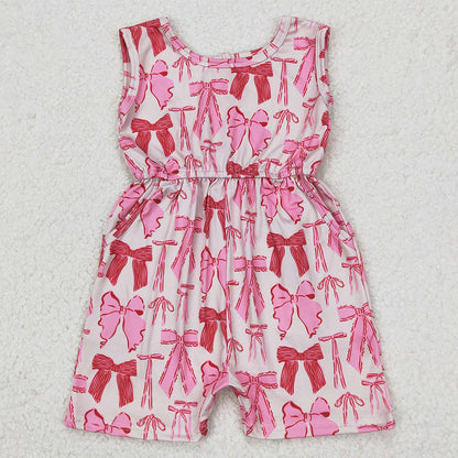 Baby Girls Jumpsuits Pink Bows Sleeveless Pockets Jumpsuits SR2670 3.24