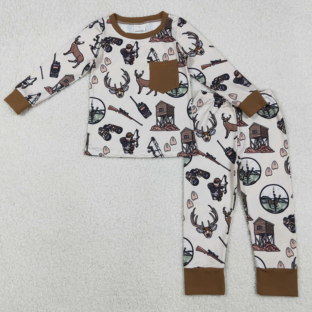 Baby Boys Pajamas Deer Hunting Pocket Top Pant Sleepwear Set BLP1236 11.6