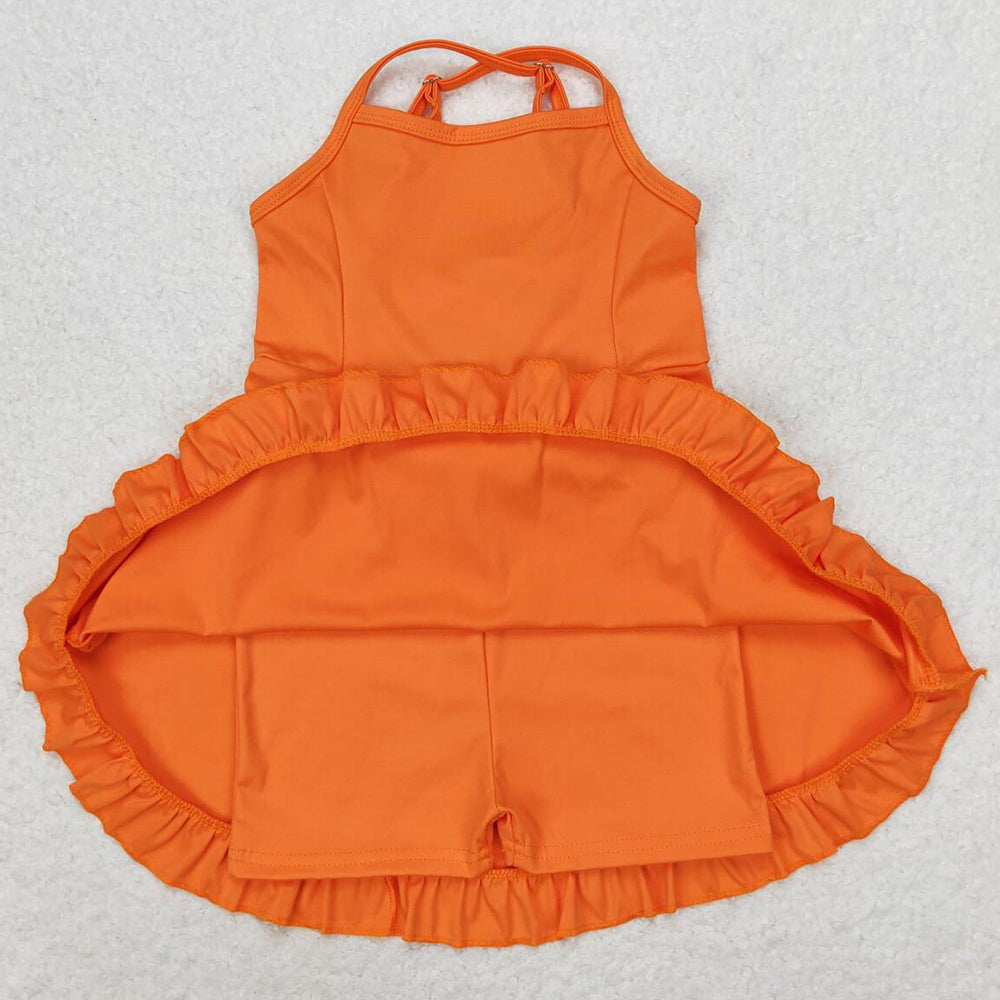 Baby Girls Swimsuits Orange Knit Knee Length Active Wear Dresses S0442