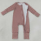 Baby Boys Rompers Red Checked Fall Long Sleeve Zip Convertible Rompers LR3113