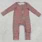 Baby Boys Rompers Red Checked Fall Long Sleeve Zip Convertible Rompers LR3113