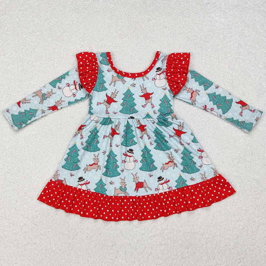 Baby Girls Dress Christmas Tree Snowman Knee Length Dresses GLD0794