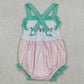 Baby Girls Rompers Embroidery Dogs Strap Pink Stripe Hunting Rompers SR3558