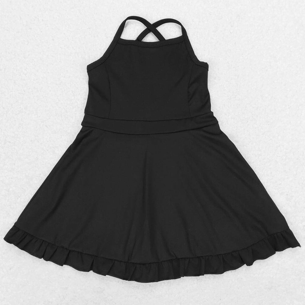 Baby Girls Swimsuits Black Knit Knee Length Active Wear Dresses S0446