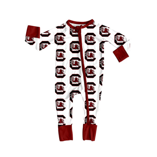 Preorder moq 5 Baby Infant Boys Black Long Sleeves Red Bull C Plaid Zipper Romper 7.12