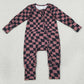 Baby Boys Rompers Brown Black Warped Checkerboard Print Fall Two Way Zip Convertible Rompers LR3115