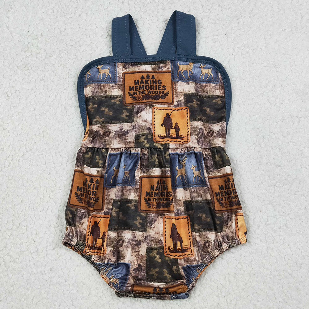 Baby Boys Rompers Strap Deer Camo Checked Hunting Rompers SR3925