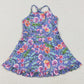 Baby Girls Dress Purple Strap Floral Yoga Ruffle Knee Length Dresses GSD2279 6.5