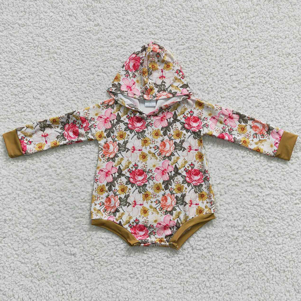 Baby Girls Romper Flowers Hooded Fall Rompers LR0299