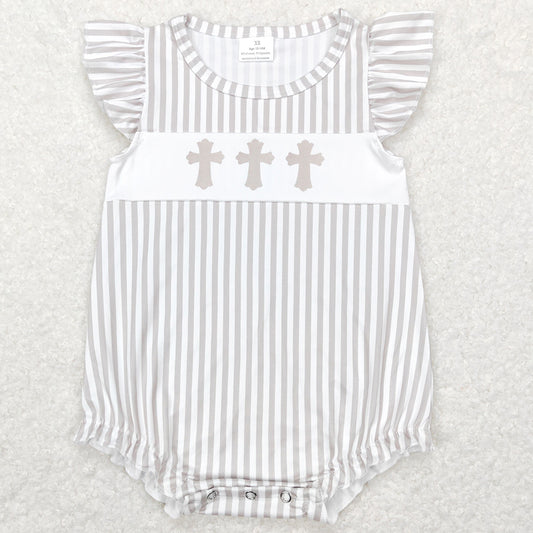 Baby Infant Girls Romper Easter Cross Flutter Sleeve Rompers SR0617