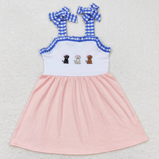 Baby Girls Dress Dogs Straps Pink Knee Length Dresses GSD0834