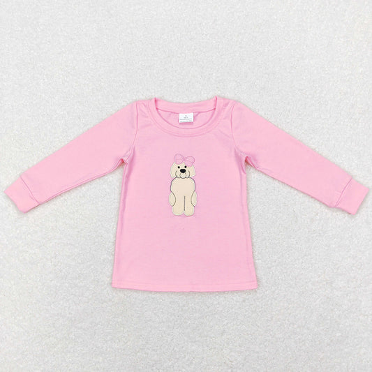 Baby Girls Clothes Top Long Sleeve Pink Valentines Dogs Bow Tee Shirt Tops GT0408