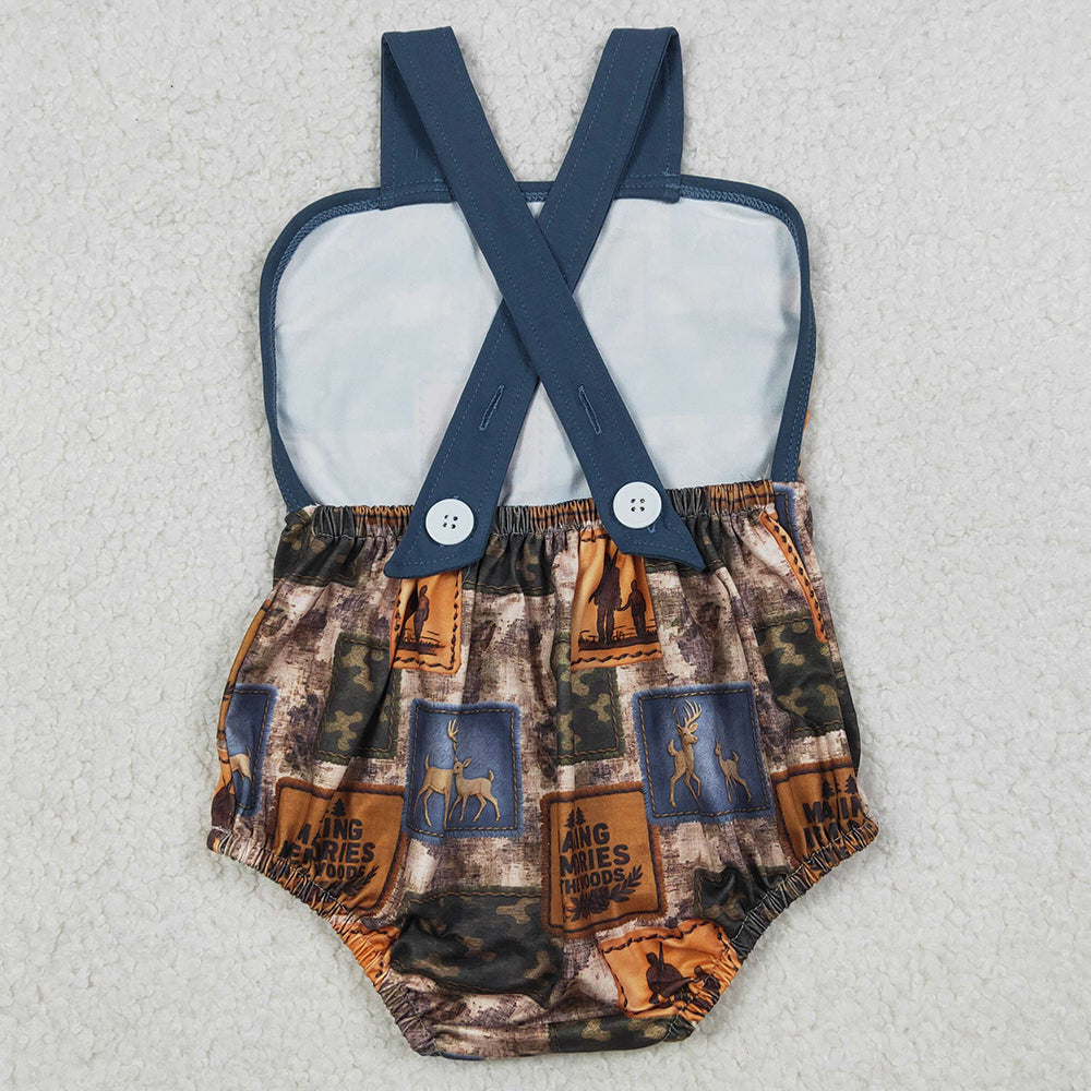 Baby Boys Rompers Strap Deer Camo Checked Hunting Rompers SR3925