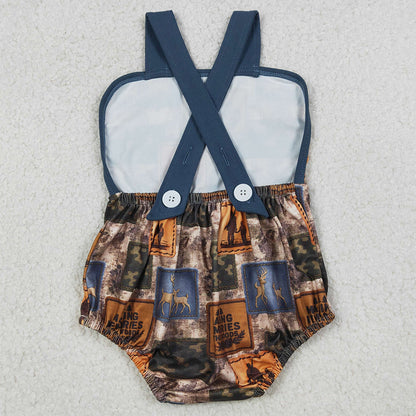 Baby Boys Rompers Strap Deer Camo Checked Hunting Rompers SR3925
