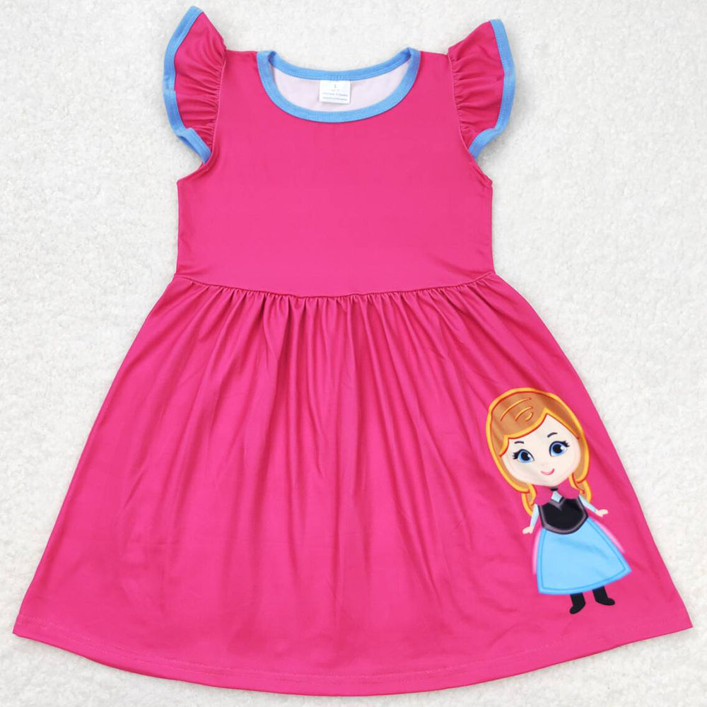 Baby Girls Dress Pink Princess Flutter Sleeve Knee Length Dresses GSD1149