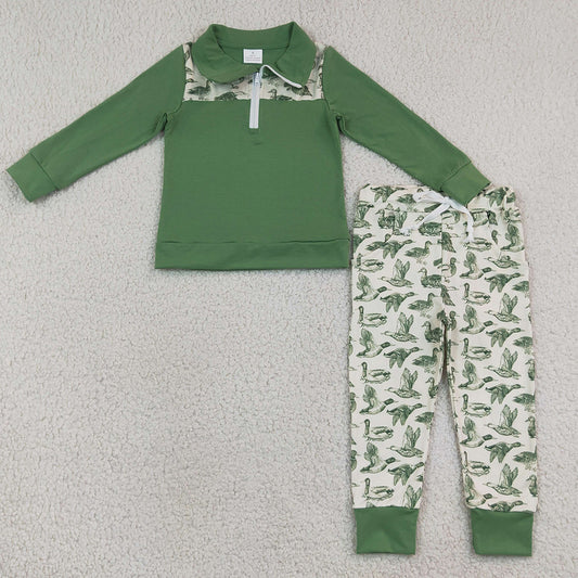 Baby Boys Clothes Long Sleeve Zip Pullover Ducks Pockets Jogger Hunting Clothes Sets BLP1449