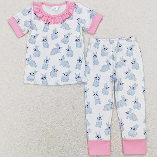 Baby Girls Pajamas Easter Bunny Short Sleeve Tee Pants Pajamas Sets GSPO1095